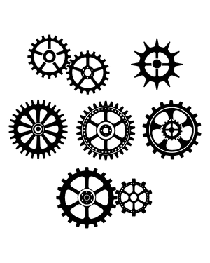 Steampunk Gears Silhouette Clip Art