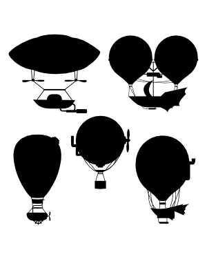 Steampunk Hot Air Balloon Silhouette Clip Art