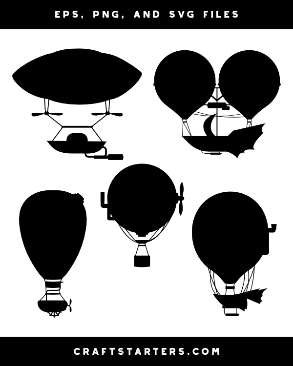 Steampunk Hot Air Balloon Silhouette Clip Art