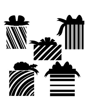 Striped Christmas Gift Silhouette Clip Art