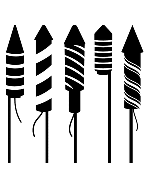 Striped Fireworks Rocket Silhouette Clip Art