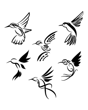 Stylized Hummingbird Silhouette Clip Art
