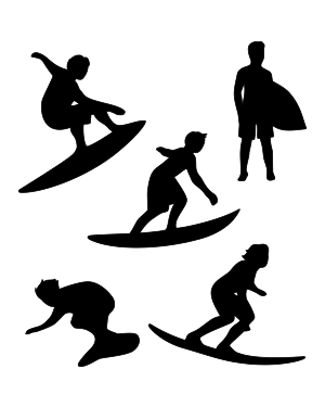 Surfer Boy Silhouette Clip Art