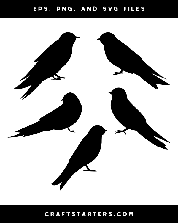 Swallow Side View Silhouette Clip Art