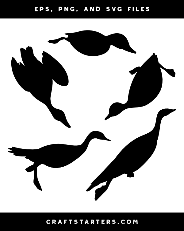 Swimming Duck Silhouette Clip Art