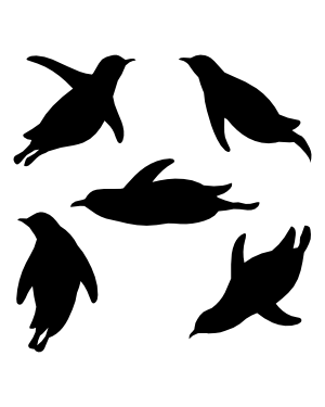 Swimming Penguin Silhouette Clip Art