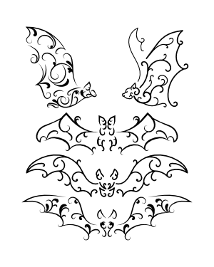Swirly Bat Silhouette Clip Art
