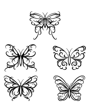 Swirly Butterfly Silhouette Clip Art
