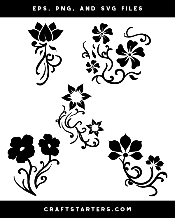 Swirly Flower Silhouette Clip Art