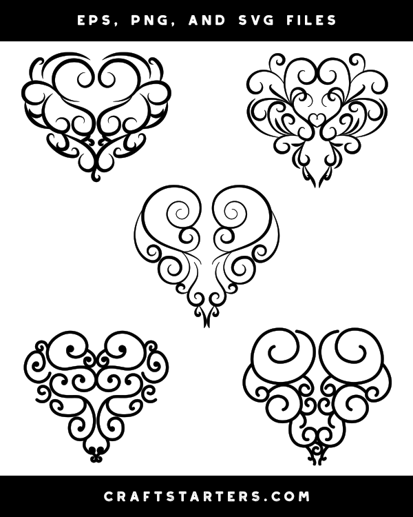 Swirly heart tattoo inspired cutout card Vector Image