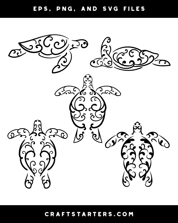 Download Swirly Sea Turtle Silhouette Clip Art