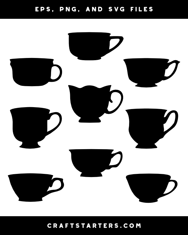 tea cup clip art black and white