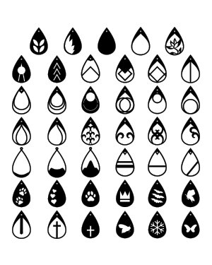 Teardrop Earring Silhouette Clip Art