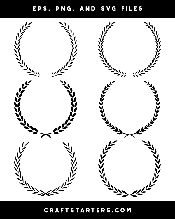 Thin Laurel Wreath Silhouette Clip Art