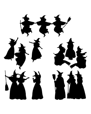 Three Witches Silhouette Clip Art