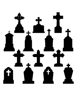 Tombstone With Cross Silhouette Clip Art