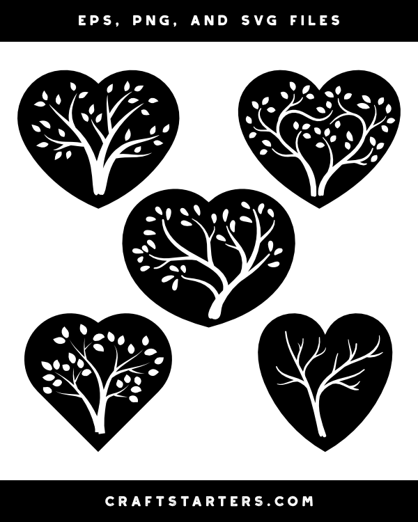 Tree In Heart Silhouette Clip Art