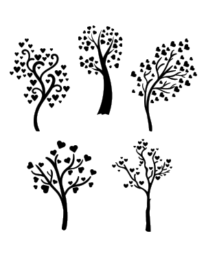 Tree With Heart Leaves Silhouette Clip Art