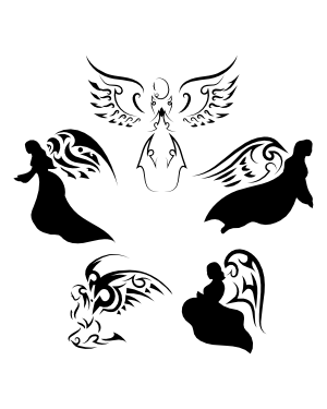 Tribal Angel Silhouette Clip Art