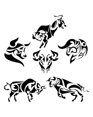 Tribal Bull Silhouette Clip Art
