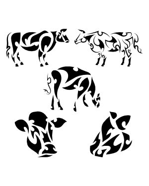 Tribal Cow Silhouette Clip Art