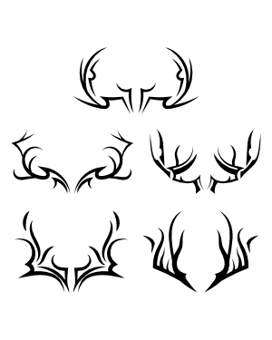 Tribal Deer Antlers Silhouette Clip Art