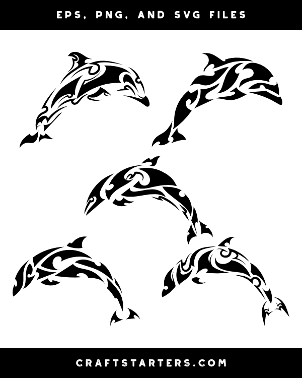 Tribal Dolphin Silhouette Clip Art