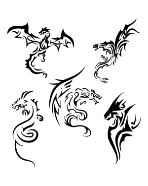 Tribal Dragon Silhouette Clip Art