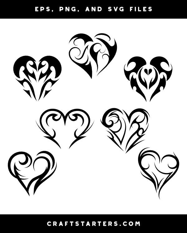 Tribal Heart Silhouette Clip Art