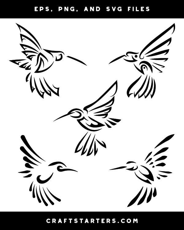 Tribal Hummingbird Silhouette Clip Art