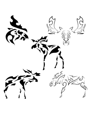 Tribal Moose Silhouette Clip Art