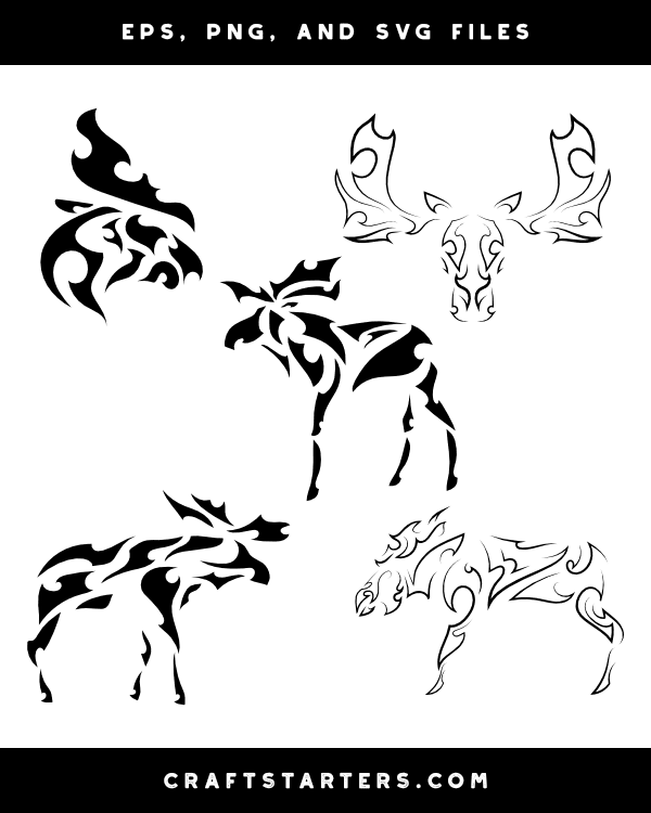 Tribal Moose Silhouette Clip Art