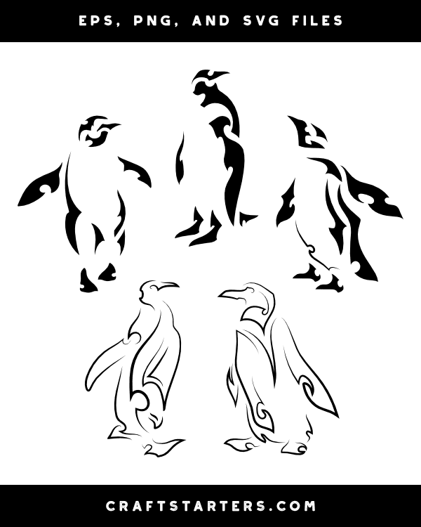 Tribal Penguin Silhouette Clip Art