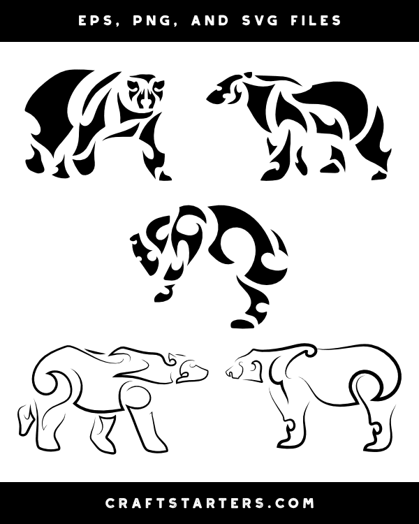 Tribal Polar Bear Silhouette Clip Art