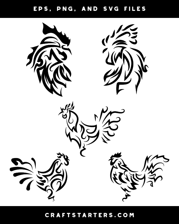 Tribal Rooster Silhouette Clip Art