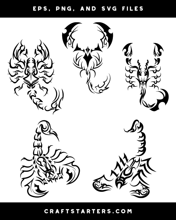 Tribal Scorpion Silhouette Clip Art