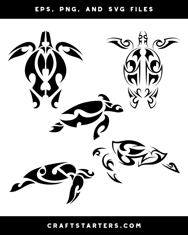 Tribal Sea Turtle Silhouette Clip Art