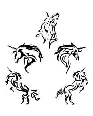 Tribal Unicorn Silhouette Clip Art