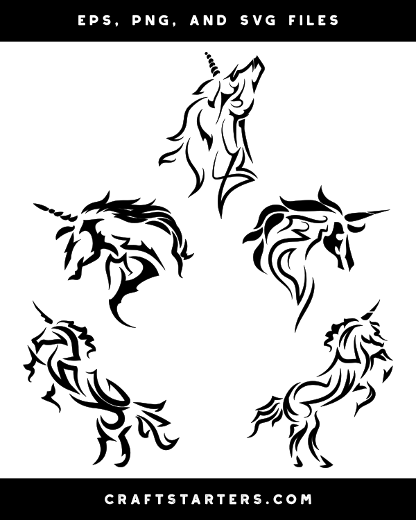 Tribal Unicorn Silhouette Clip Art