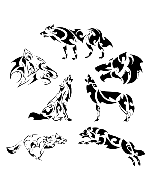 Tribal Wolf Silhouette Clip Art