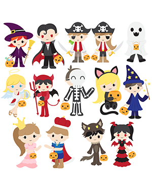 Trick Or Treating Kids Clip Art