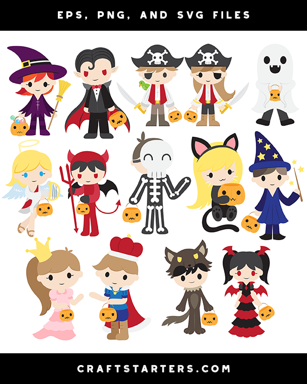 Trick Or Treating Kids Clip Art
