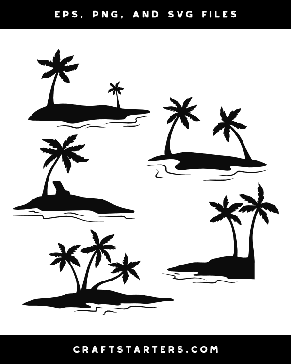 Tropical Beach Silhouette Clip Art