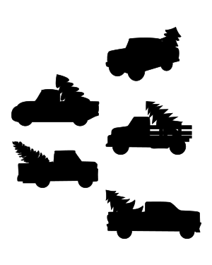 Truck With Christmas Tree Silhouette Clip Art