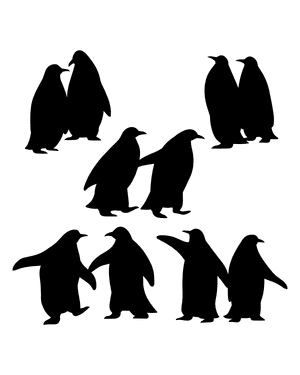 Two Penguins Silhouette Clip Art