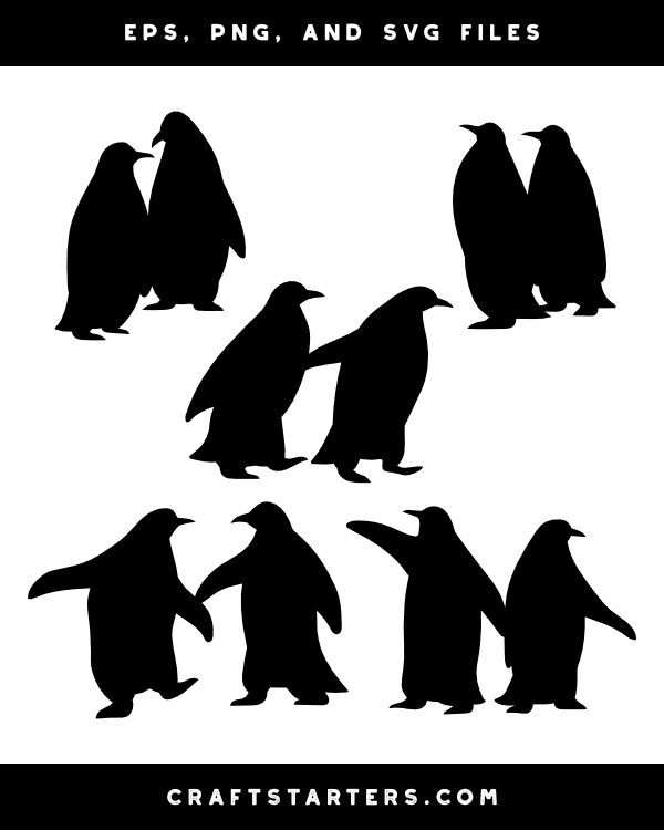 Two Penguins Silhouette Clip Art