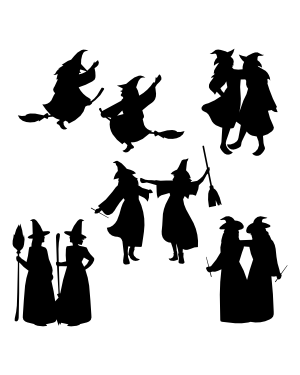 Two Witches Silhouette Clip Art