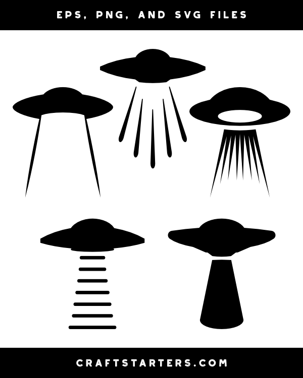 UFO with Beam Silhouette Clip Art