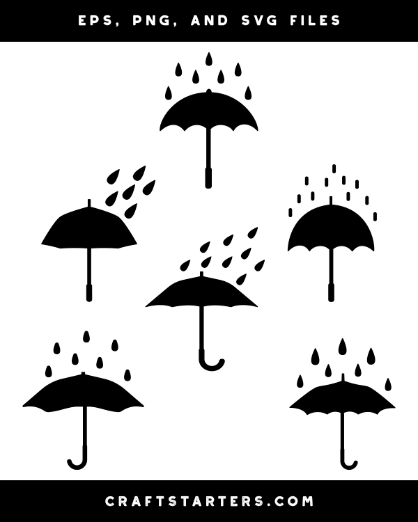 Umbrella And Rain Silhouette Clip Art