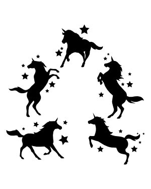 Unicorn and Stars Silhouette Clip Art